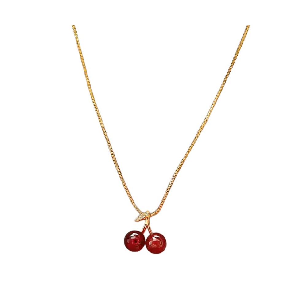 Cherry Pendant Gold Necklace